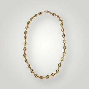 Vintage Cheller 18K Gold Filled Heavy Bean Link Necklace 17.9g